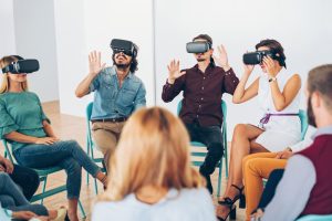 A newly hired member of the company tried virtual reality for employee training to see if it is effective.